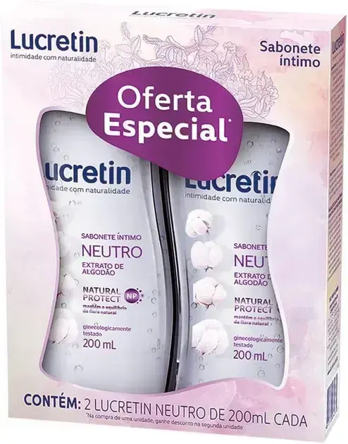 4. Kit Sabonete Líquido Íntimo Lucretin Neutro 200ml - Lucretin