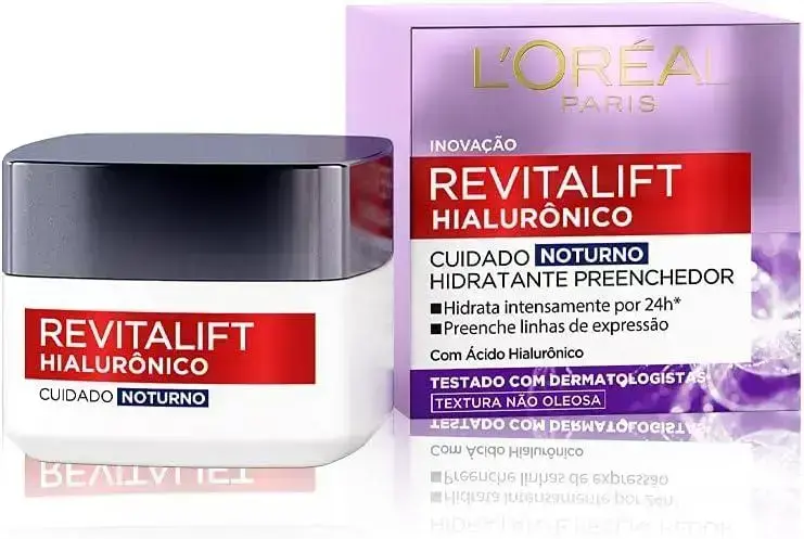 5. Creme Facial Anti-idade Revitalift Hialurônico Noturno 49g - L'Oréal Paris