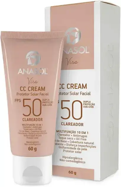 3. CC Cream Facial FPS 50 Médio 60g - Anasol