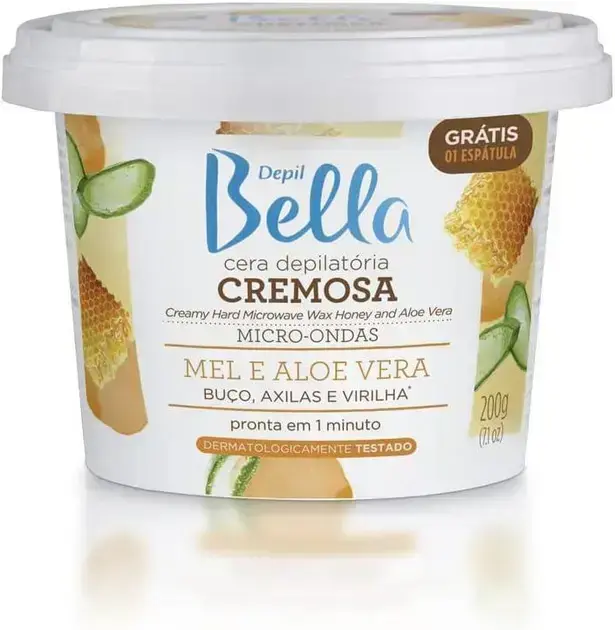 4. Cera Depilatória Cremosa Micr-ondas Mel e Aloe Vera 200g - Depil Bella